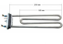 ТЭН (нагреватель) L=235 мм, 1950W, прямой без отверстия, узкий фланец стиральной машины Electrolux, Zanussi, AEG